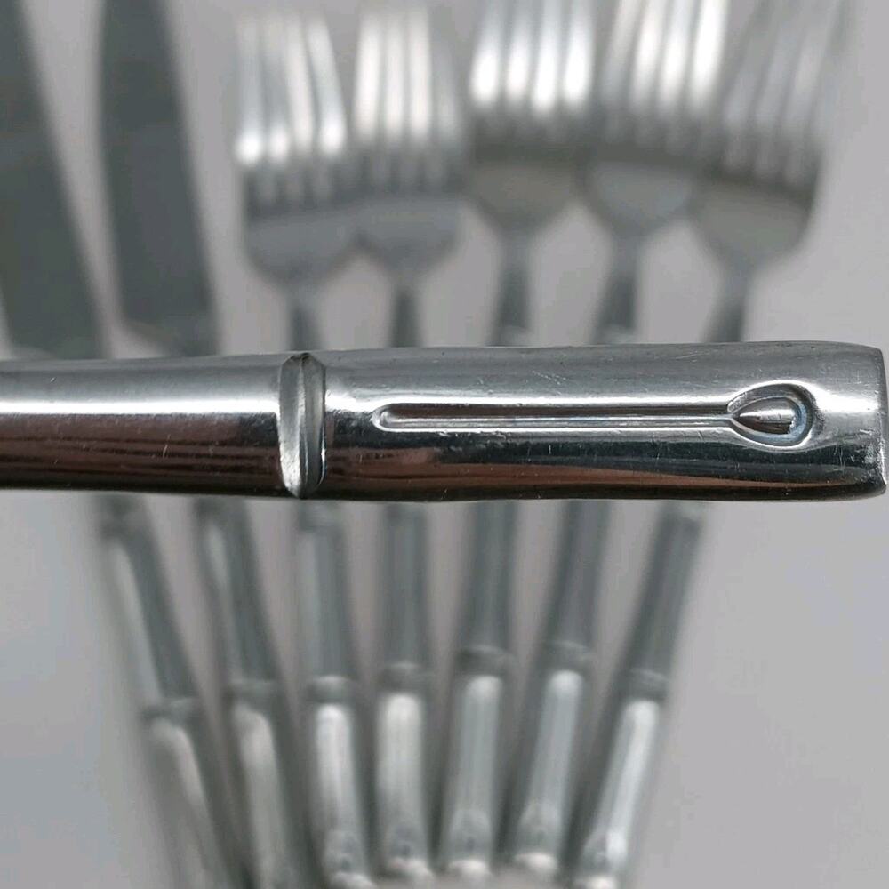 8X Forks Flatasy Bamboo Stainless Flatware Silverware Salad Dinner Butter Knives